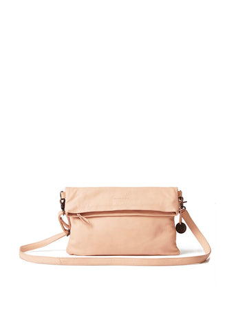 Foldover Leather Crossbody Clutch